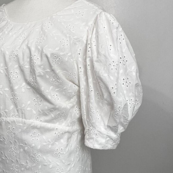 NWT TED BAKER JENAAY WHITE EYELET SHORT PUFF SLEEVE MAXI PEASANT DRESS - 5 (XL) - Picture 6 of 16